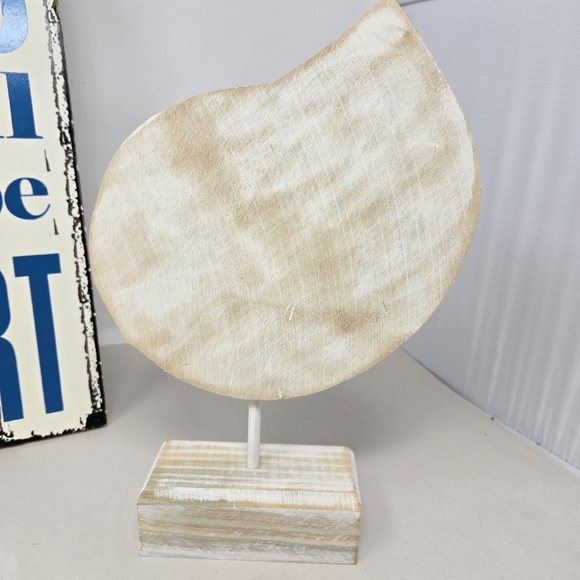 Beach Trio Faux Wood Distressed Sea Shell Sea Horse Ocean Saying White & Blue - Picture 6 of 13